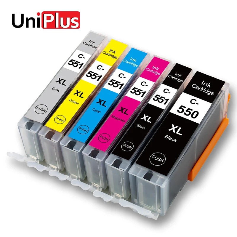 UniPlus 6PK Новый чернильный картридж PGI550 CLI551 совместимый для Canon PIXMA IP7250 MG5450