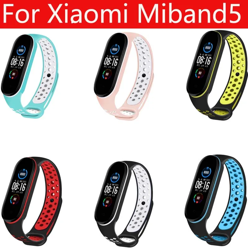 

Ремешок силиконовый для Xiaomi Mi band 5, Воздухопроницаемый браслет с отверстиями