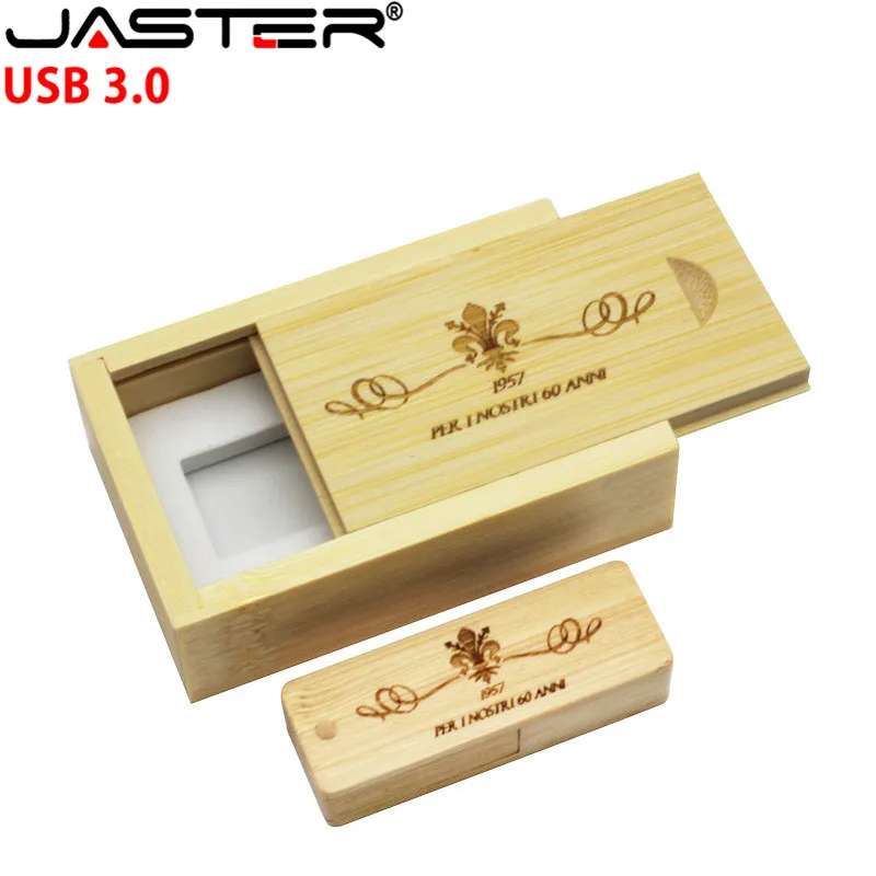 JASTER Wooden USB 3.0 Drive Rotatable + BOX 8GB 16GB 32GB 64GB 128GB Memoria Flash Wedding Gifts 10pcs Free Logo | Компьютеры и офис