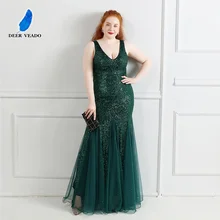 Deerveado vestidos de noite tamanhos grandes lantejoulas com decote em v sereia vestido formal mulher ocasião vestidos de festa noite k16538 (2)