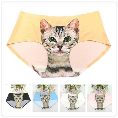 Женские хлопковые трусики с 3D рисунком кошек модные женские мультяшными кошками