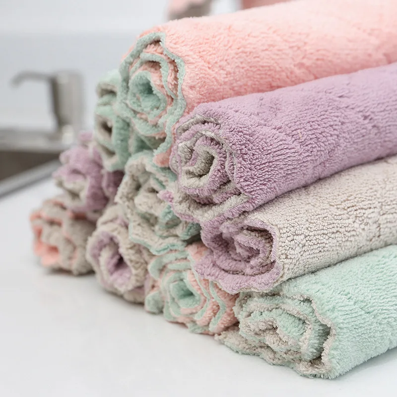 

3pcs Double Sided Dish Towel Strong Absorbent Non-oily Non-linting Kitchen Cleaning Towel Kitchen Tools Gadgets