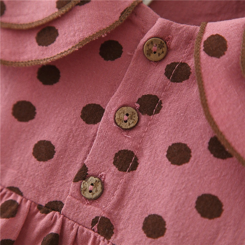 

Autumn Baby Girl Clothes Cute Toddler Girls Dress Polka Dot Pattern Cotton Long Sleeve Dress Double Layer Lapel Princess Dress