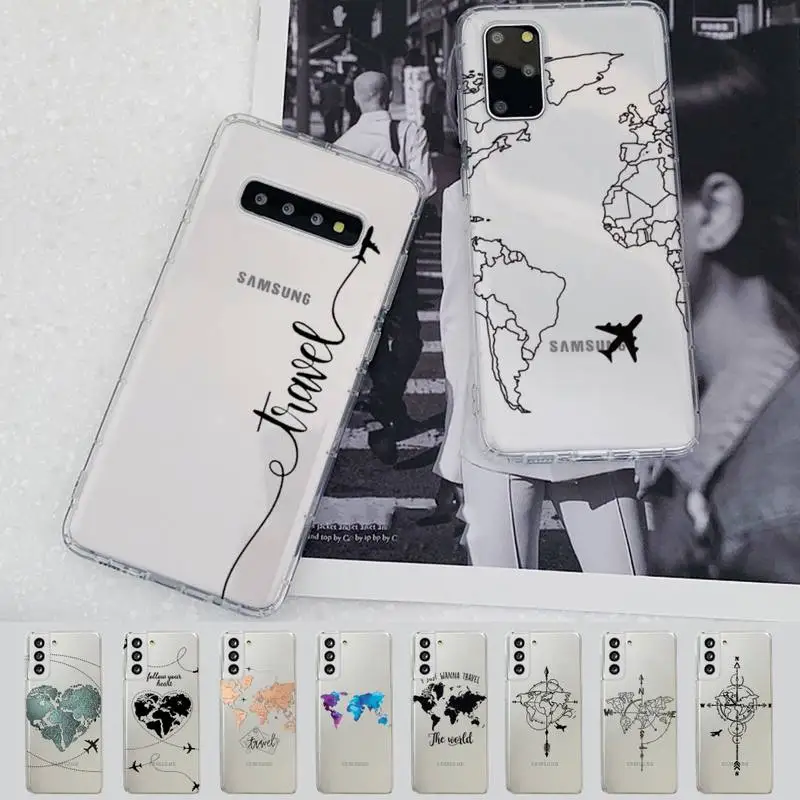 

World Map Travel Phone Case For Samsung A 10 20 30 50s 70 51 52 71 4g 12 31 21 31 S 20 21 plus Ultra