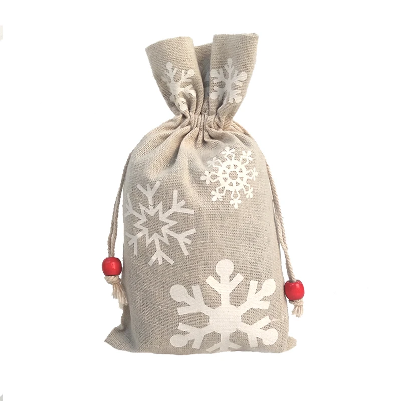 Snowflake bag 13*23 см Рождественский Подарочный мешок Санта пряник Человек хлопковая сумка из мешковины для конфет мешочек для украшений сумка Рождественский Подарочный шнурок Сумка - Цвет: Snowflake bag