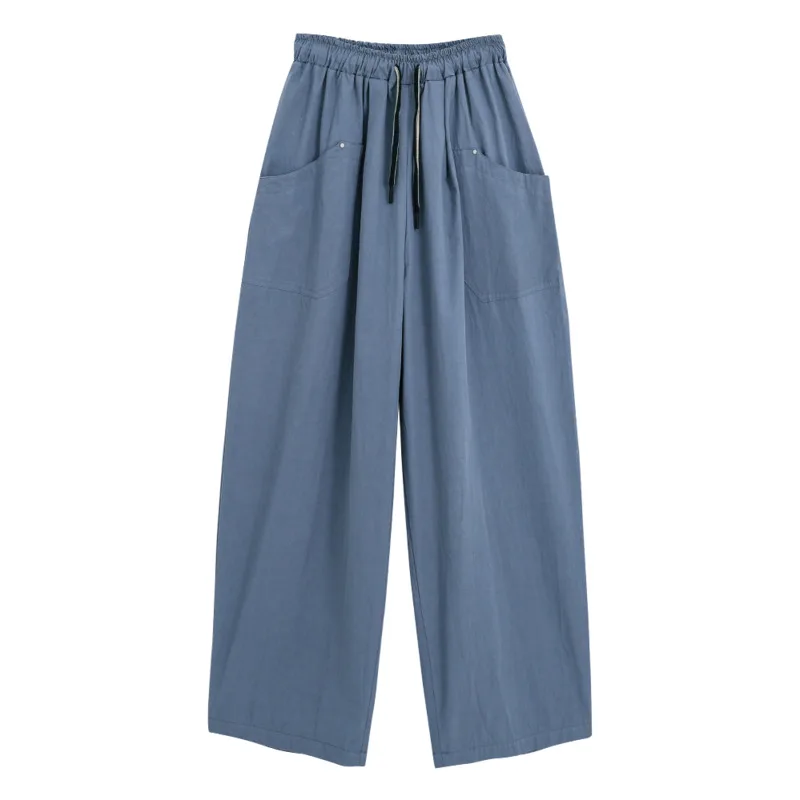 

IEQJ Black Casual Cozy Safari Style High Waist Pleated Trousers New Loose Fit Pants Women Fashion Tide Summer 2021 3F0272