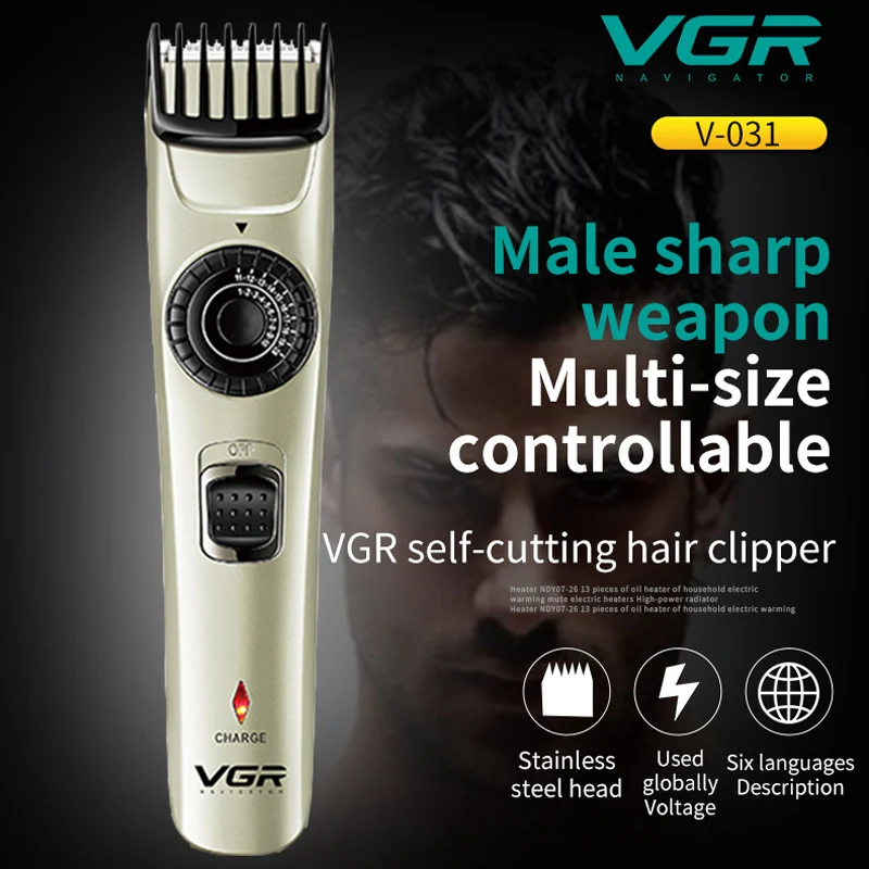 VGR Роскошные машинки для стрижки волос мужские USD интерфейс зарядка Cortapelos