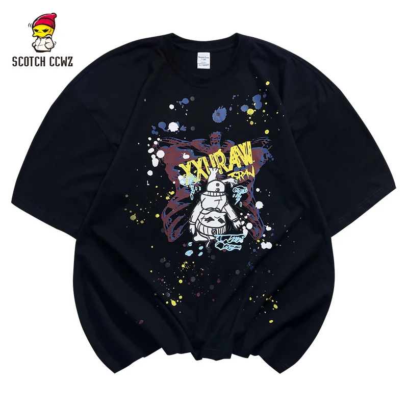 

SCOTCH CCWZ Hip Hop Streetwear Harajuku T Shirt Print Street Fashion 2021 Men Summer Short Sleeve T-Shirt Cotton Loose
