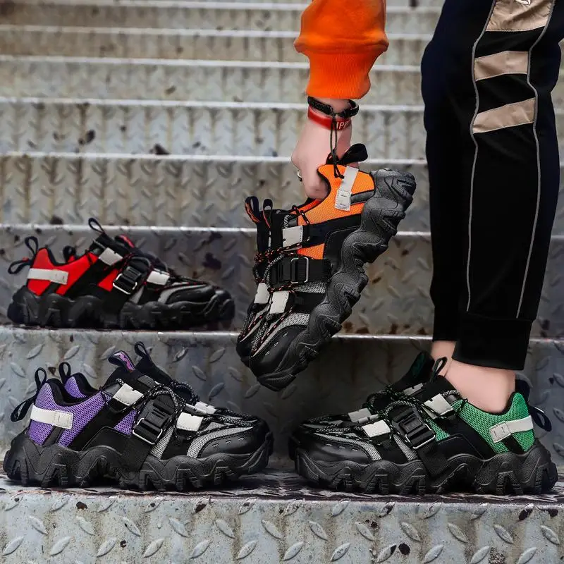 

New Mesh Men Platform Chunky Sneakers Male 2021 Couple Shoes Men's Thick Sole Shoes Casual Dad Trainers Height Increasing Shoes