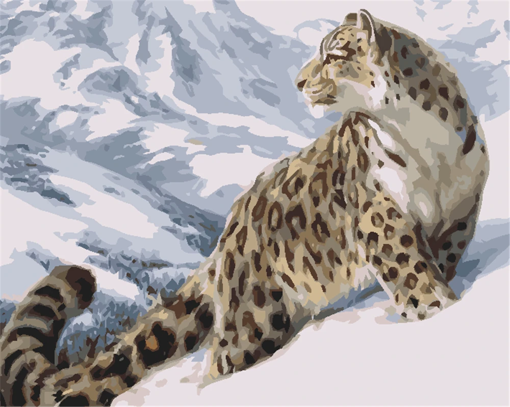 

Snow Leopard Night Sceney Diy Oil Painting Paint By Number Kit Painting For Adults Kids Arts Craft For Home Wall Decor 40x50cm