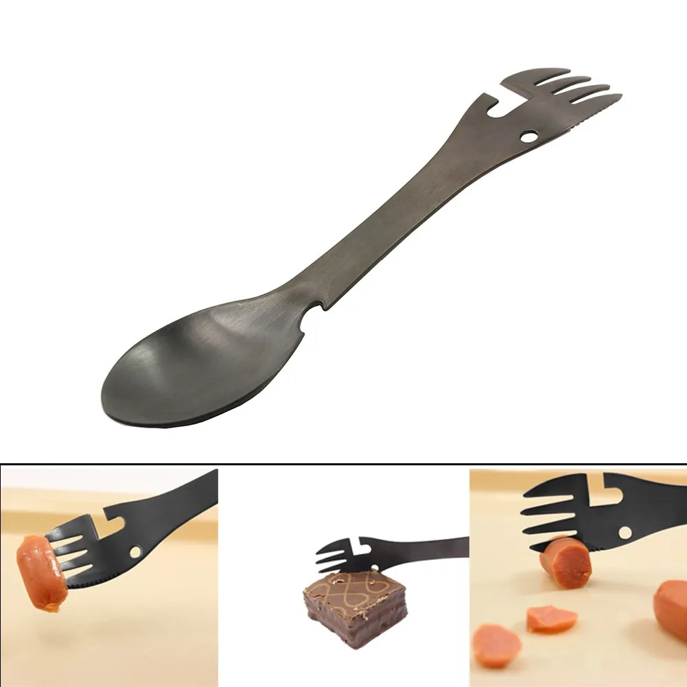 

Multifunctional Outdoor Survival Spoon Fork Bottle Opener Camping Cookware Tool Durable Outdoor Camping Picnic Accessories