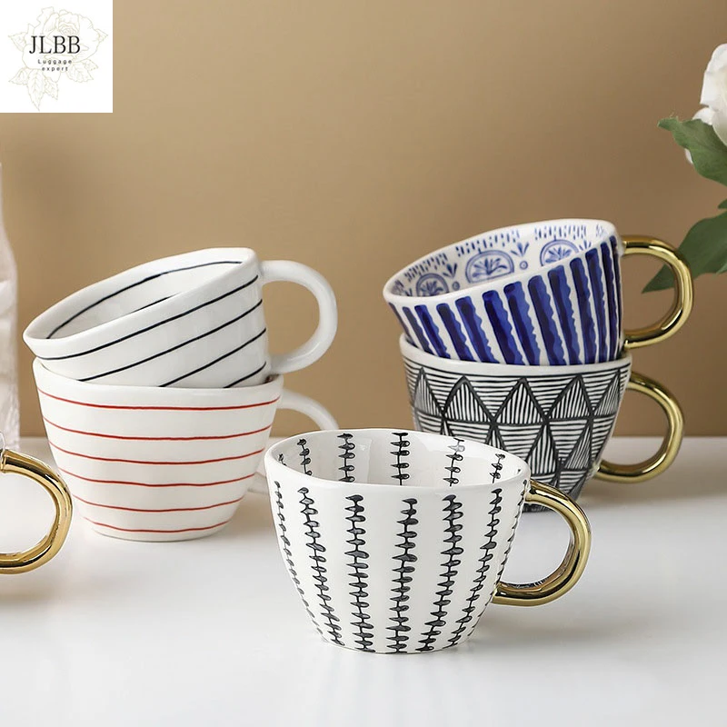 

Nordic Creative Handpainted Coffee Mugs Ceramic Personalized Milk Tea Water Cups Home Kitchen Office Drink Ware Unique Mug Gifts