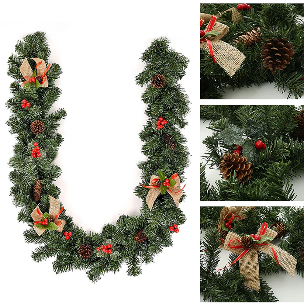 

180cm Christmas Rattan Artificial Green Xmas Fake Leaves Garland Plant Vine Foliage Wall Decor DIY Home Garden Party Decoration