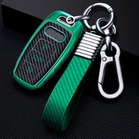 for audi a6 a6a6la8l 2020 a7a8 2019 q7 q8 car key case smart key cover fob chains bag 3 button keychain ring car accessories