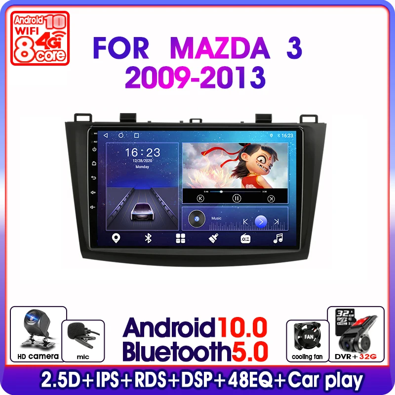 Srnubi Android 10 Car Radio For Mazda 3 2009-2013 Multimedia Video Player 2 Din 4G WIFI GPS Navigation Carplay DVD Head unit 