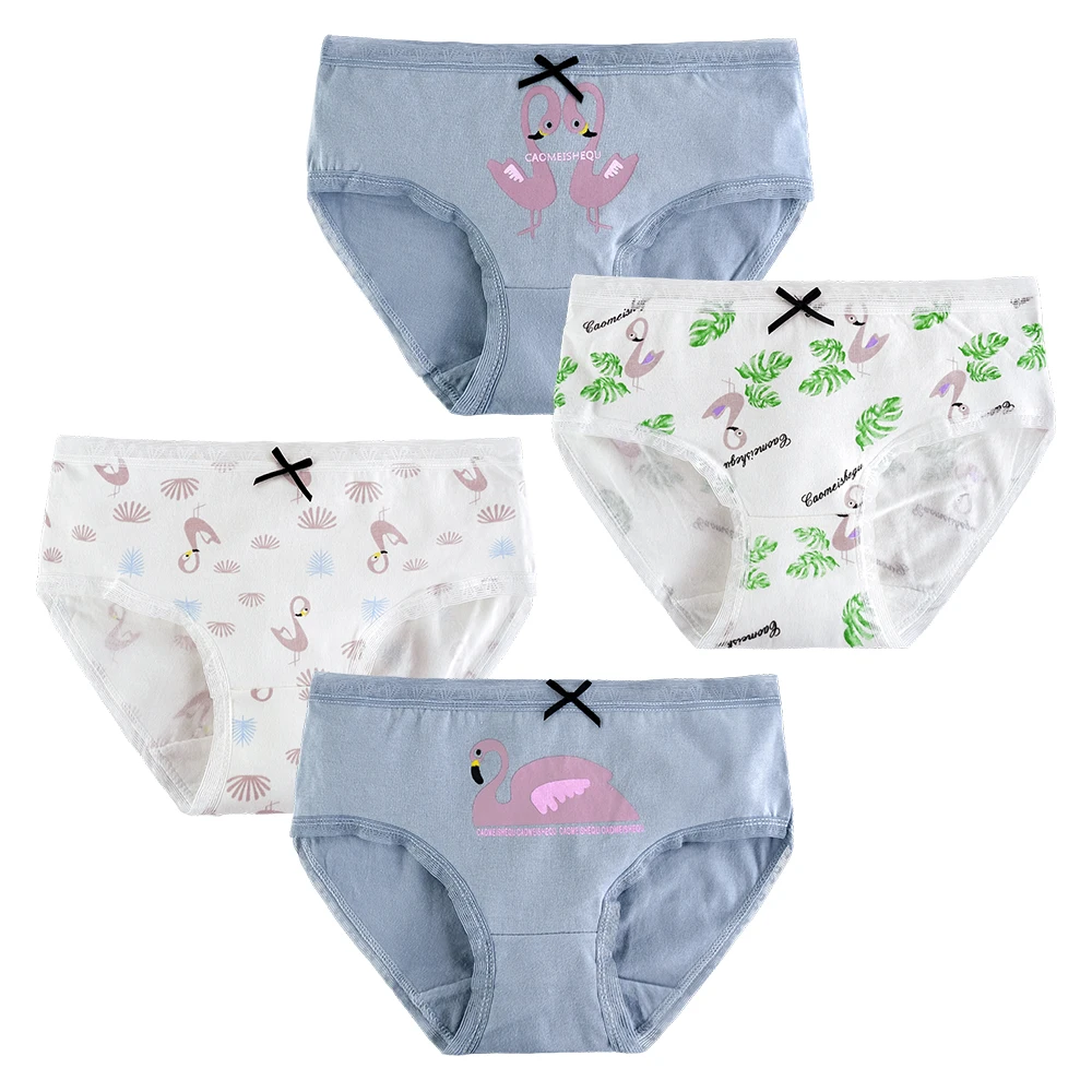 UW908 Girls paities 4 шт./лот; детская одежда; хлопковые трусы для девочек; детские трусы-боксеры; трусы для подростков; От 10 до 20 лет - Цвет: UW908 Girls paities