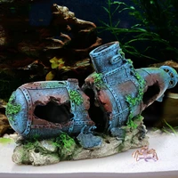 aquarium landscaping ornaments resin shipwreck aircraft cannon wreck fish tank rockery escape house fish tank pet supplies
