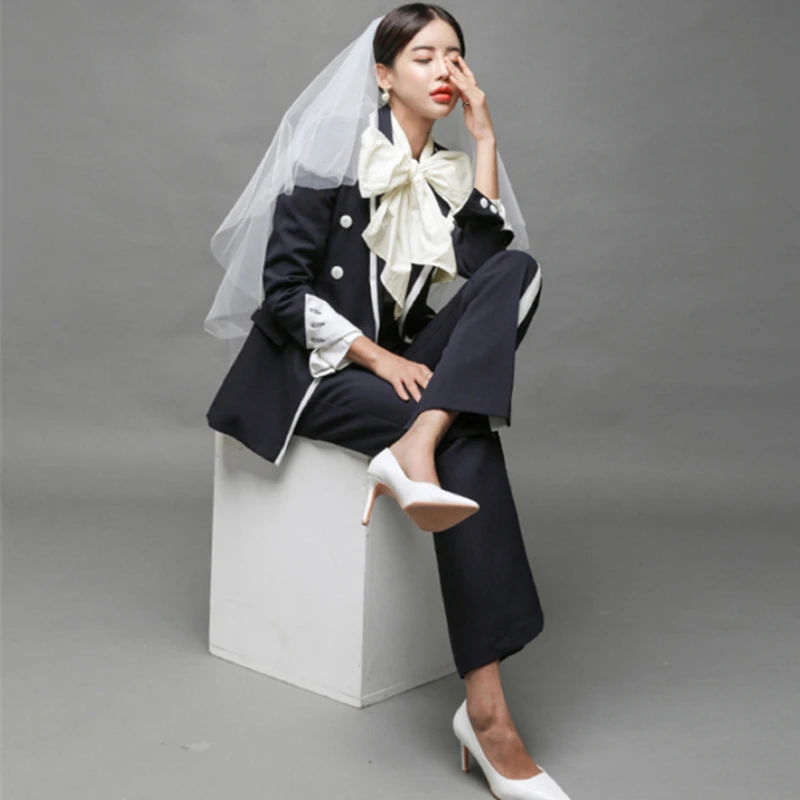 Mozuleva модный двубортный Женский блейзер элегантный женский брючный костюм в