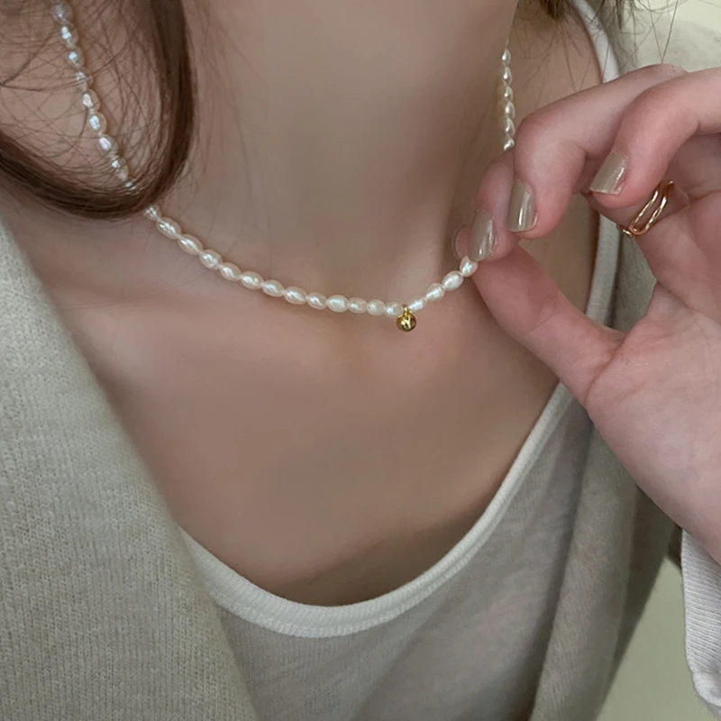 

Ожерелье из пресноводного жемчуга, характерное ожерелье, Модные Винтажные золотые бусины, барочный натуральный жемчуг, женская геометриче...