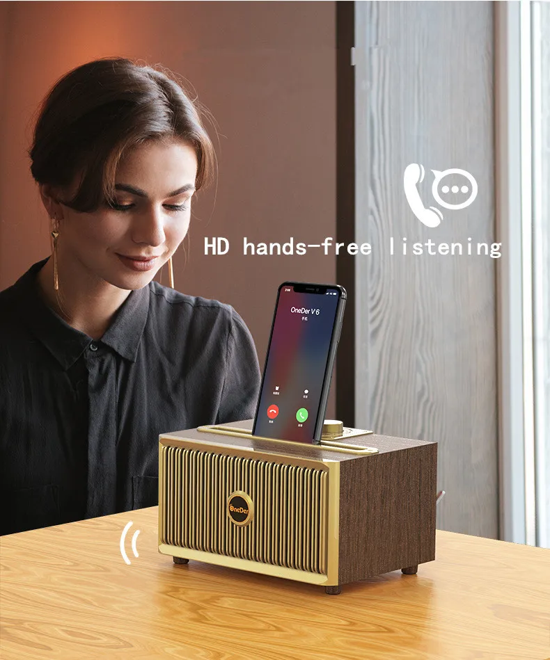 OneDer Magic V6 Bluetooth колонка в ретро стиле домашнее радио дерево небольшой звук супер громкость беспроводной телефон USB 18650 колонка с аккумулятором