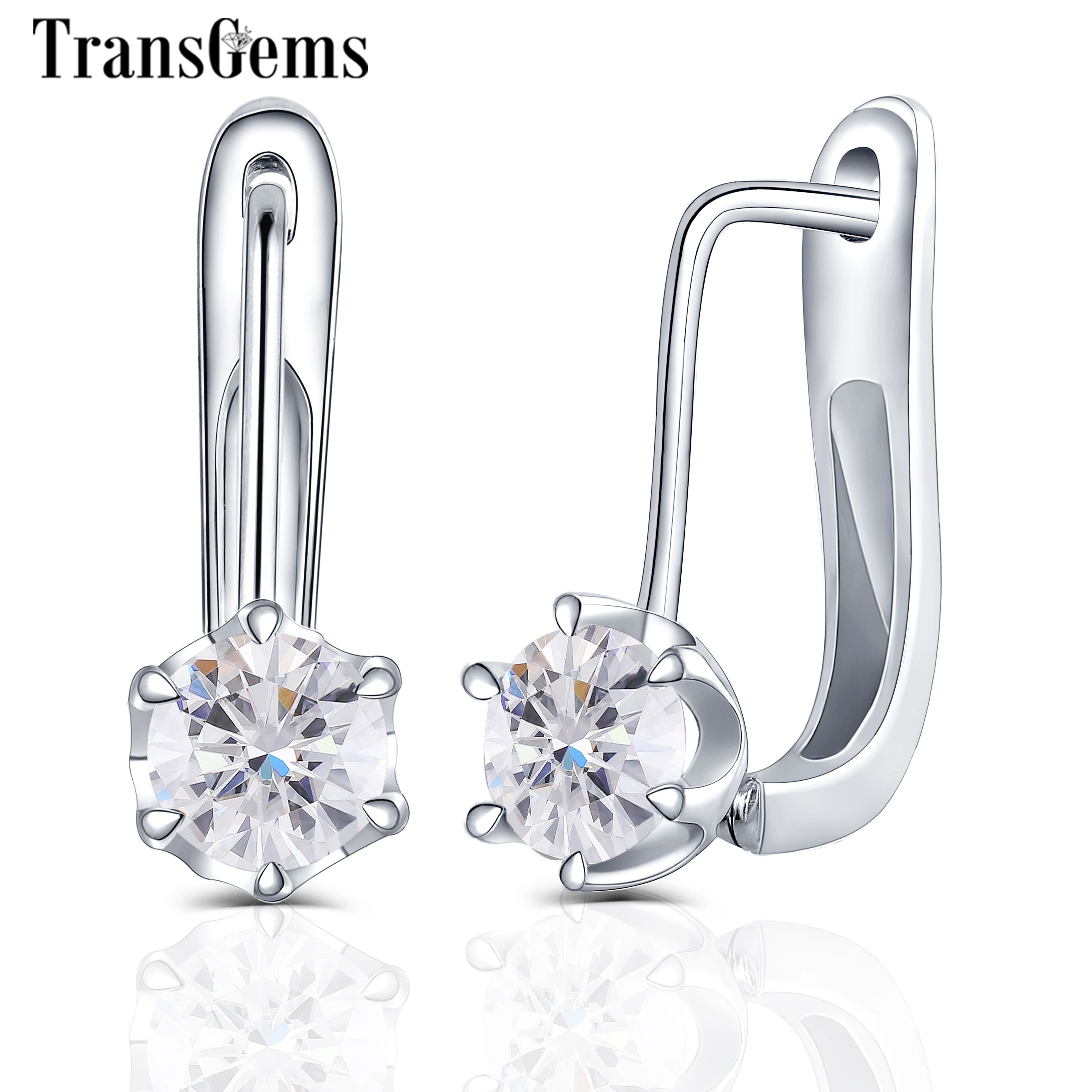 Серьги кольца Trangems из стерлингового серебра S925 1ctw 5 мм HI Color moissanite имитация алмаза