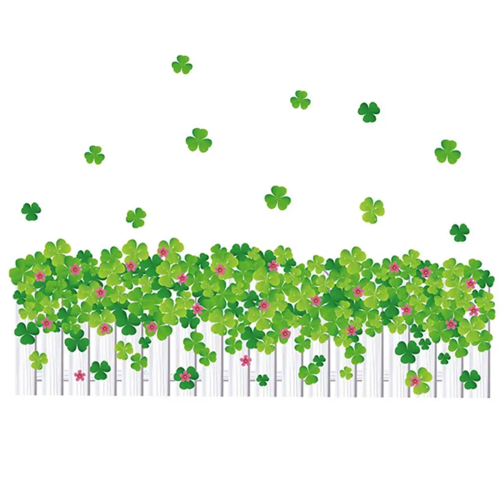 Зеленые Стикеры для растений на стену DIY Клевер настенные наклейки современное