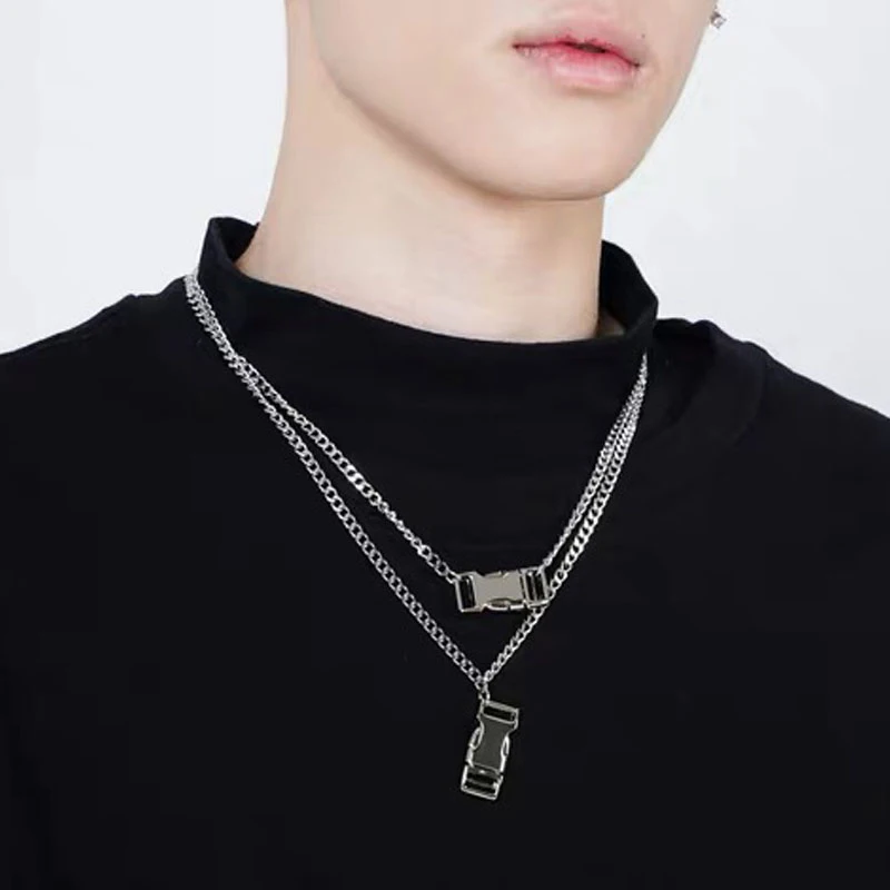 

2021 Summer Vintage Men Women's Chain Color Clasp Necklace Street Versatile Accessories Hip Hop Students Hang Vocational