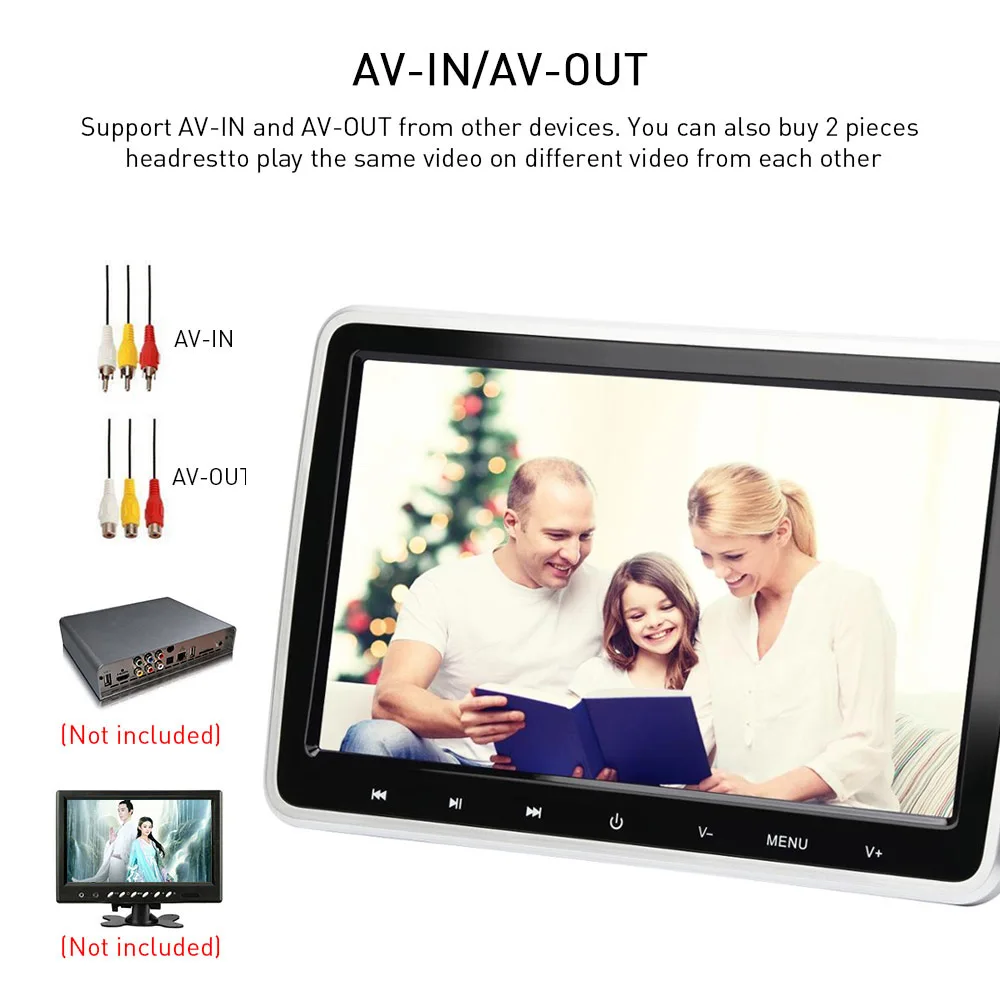 Монитор на подголовник автомобиля 10 1 дюйма 1024x600 HD HDMI IR AV FM USB | Автомобили и