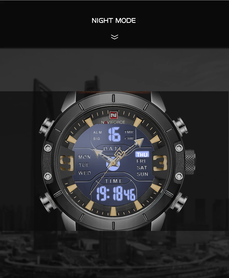 Люксовый бренд NAVIFORCE Модные кварцевые мужские часы военные наручные часы спортивные мужские часы светодиодный цифровые водонепроницаемые часы Reloj HOmbre