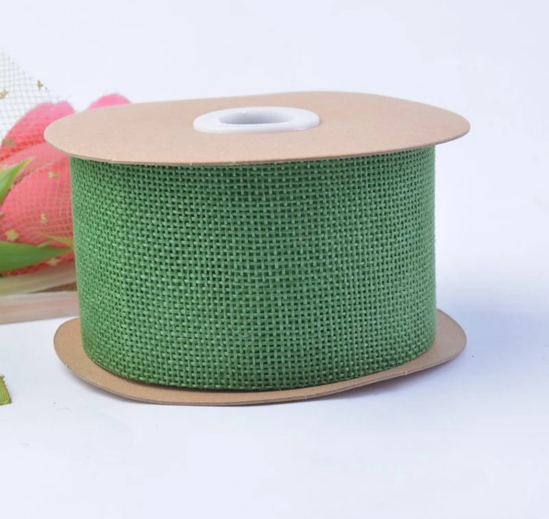 Green 10 метров/рулон ручной работы DIY ленты Рождественские украшения ткань из конопли цветной Плетеный Лен рулоны одежды Свадебные аксессуары - Цвет: Green