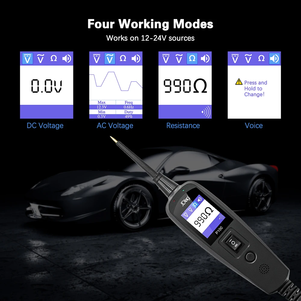 Jdiag P100 Car Electric Circuit Tester 12V/24V Power Probe Battery Automotive Tools Electrical System PK Autel PS100 | Автомобили и