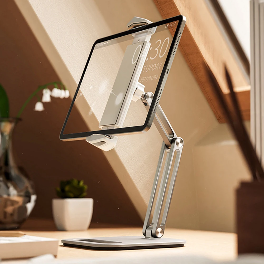 

Folding Tablet Phone Desktop Holder Stand for Live Broadcast Video Call Adjustable Tablet Support Desktop Aluminum Hands Holder