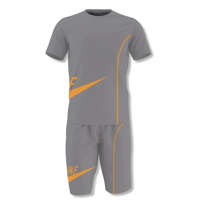 

2021 Men's Sports Suit T-shirt + Shorts Workout Suit 2 Piece Set Running Letter 3D Pure Color Printing Short Sleeve Sportswear