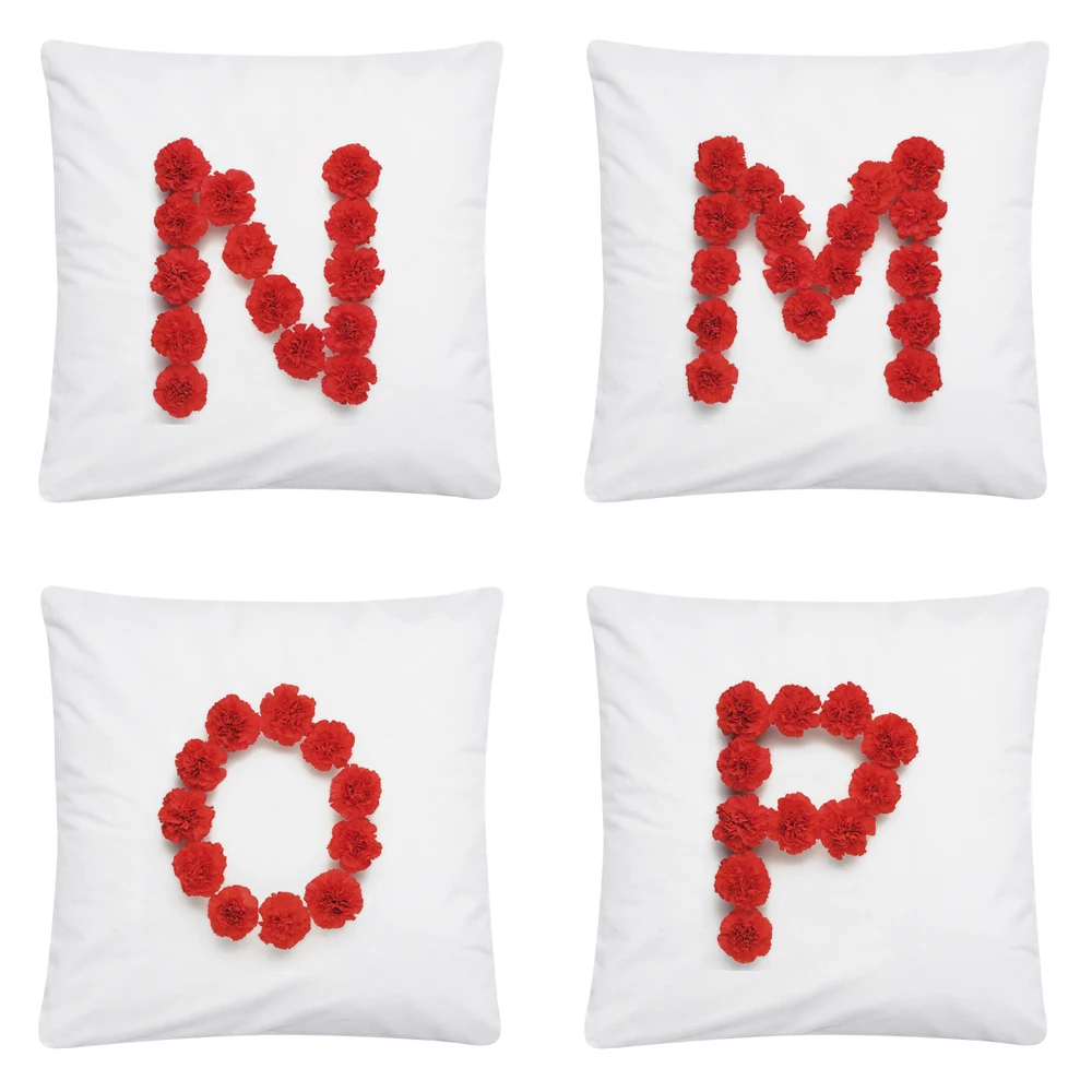 

Rose mosaic letter pattern Soft Short Plush Cushion Cover Pillow Case for Home Sofa Car Decor Pillowcase 45X45cm