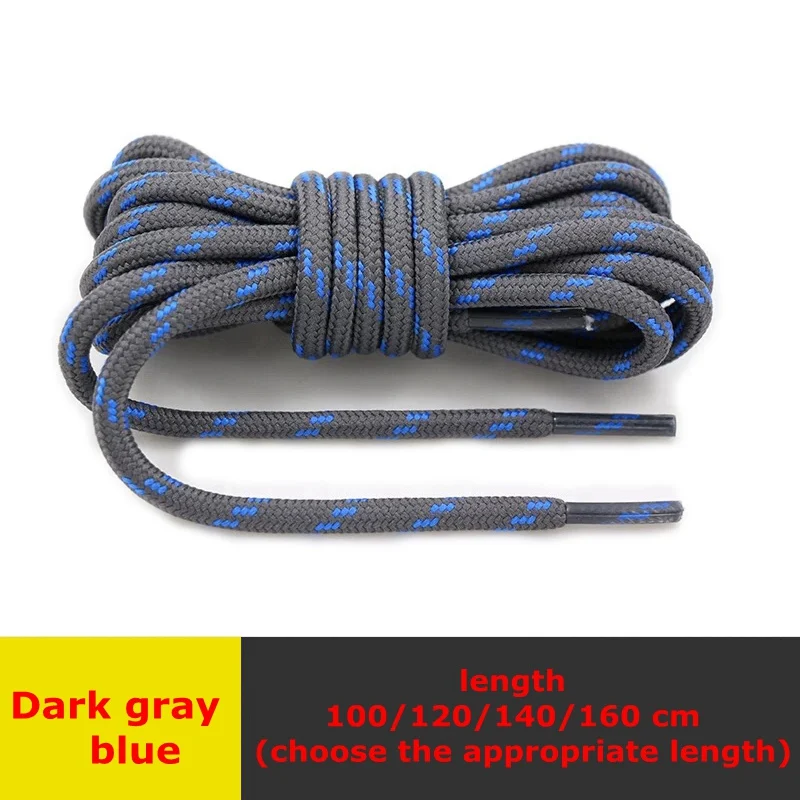 Dark gray blue 1 пара круглые шнурки Уличная обувь для прогулок на шнурках детская однотонная обувь для взрослых кружевные кроссовки унисекс для отдыха 19 цветов - Цвет: Dark gray blue