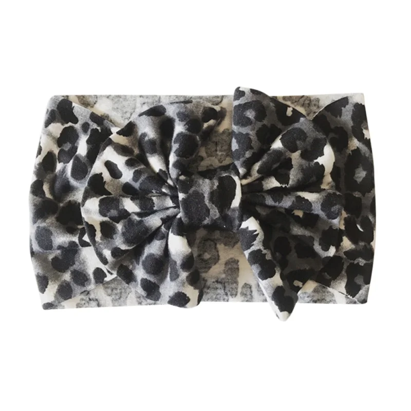 

Baby Girl HeadBands Children's Hair Accessories Leopard Bow Super Soft Nylon Headwear Baby Wide And Narrow Headband