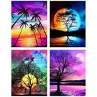 Алмазная живопись, украшения для цветного ландшафта, вышивка крестиком, подарок ручной работы, настенные наклейки, круглые алмазы