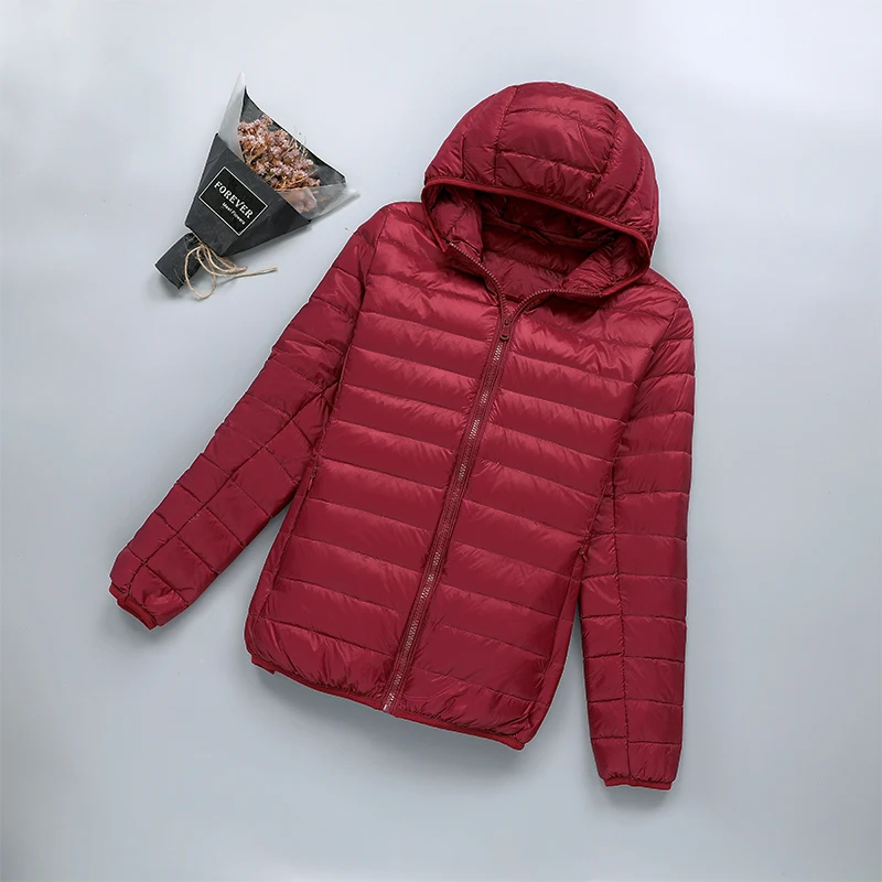 Женский ультралегкий тонкий пуховик большого размера Осень-зима 2020 облегающее