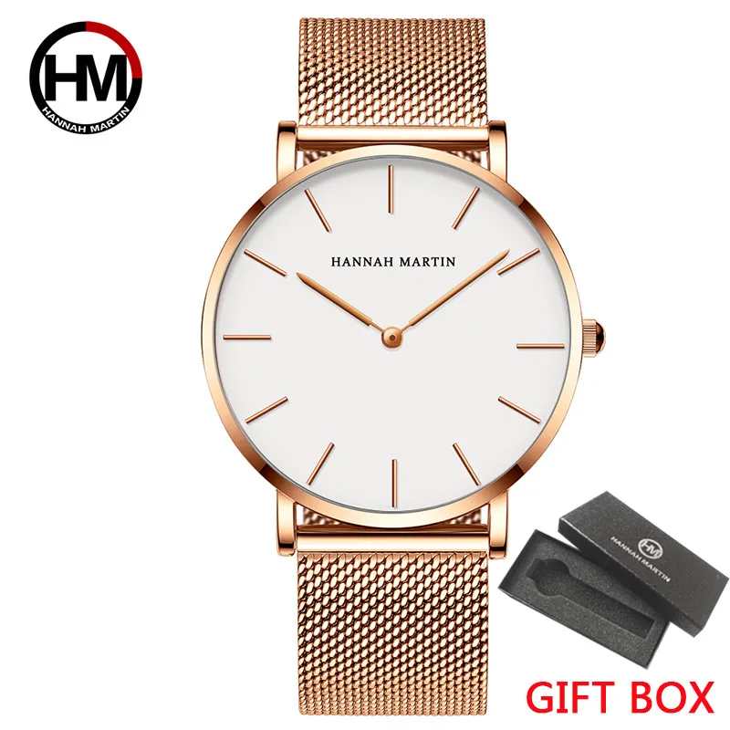 

Часы Hannah Martin Мужские кварцевые с сетчатым стальным ремешком, брендовые Роскошные повседневные спортивные, цвет розовое золото, Прямая поставка