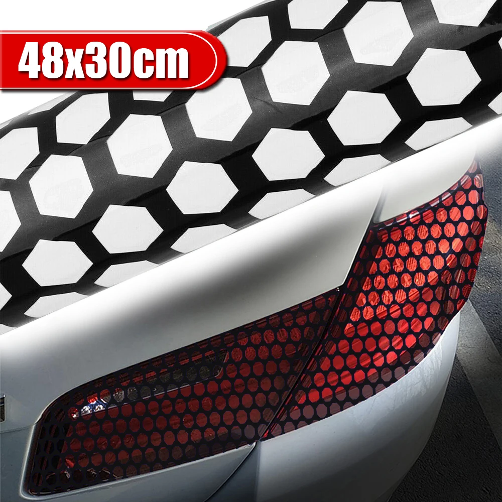 

Car Rear Tail Light Cover Black Honeycomb Sticker Tail-lamp Decal Accessories for All Car Models Decals Cover Decoration