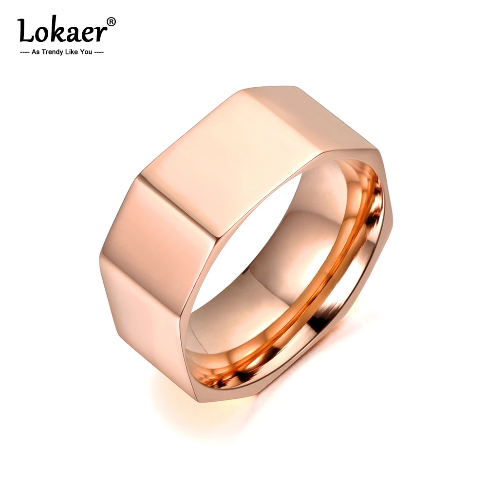 Простое кольцо Lokaer из нержавеющей стали 316L золотистого/белого/розового золота