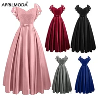 ruffle sleeve party satin floral lace long dress pink red black blue hollow out women spring summer maxi plus size vestidos 2021