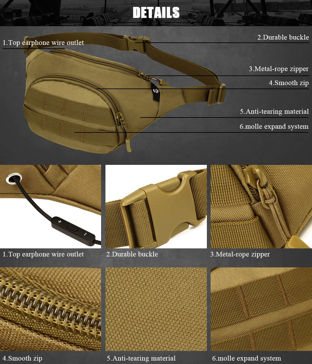 SINAIRSOFT тактическая Сумка Molle, водонепроницаемая поясная сумка, поясная сумка для альпинизма, пешего туризма, рыбалки, спорта, охоты, поясные сумки, ремень LY0095