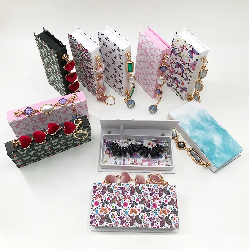 

Eyelashes Packaging Box Empty Square Rectangle Lashes Case 25mm Lashwood Box With Chain