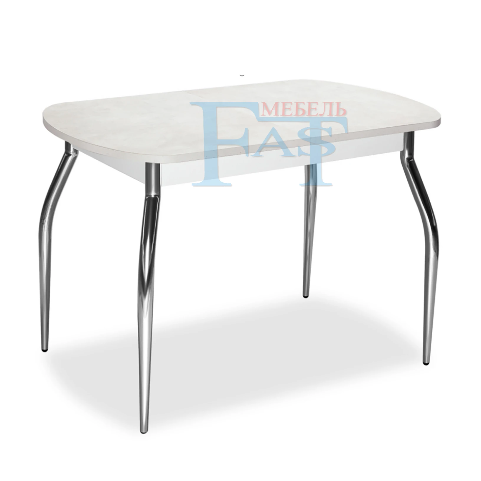 Выдвижной обеденный стол MDF с хромированными ножками для кухни и столовой