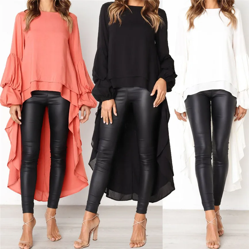 Plus Size Boho Women's Blouses Irregular Ruffles Shirt Women Tops Long Sleeve Sweatshirt Pullovers Womens Shirts Big Sizes | Женская