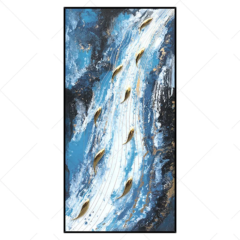 Абстрактный модный Декор ручной работы синее море и искусство стен картина для