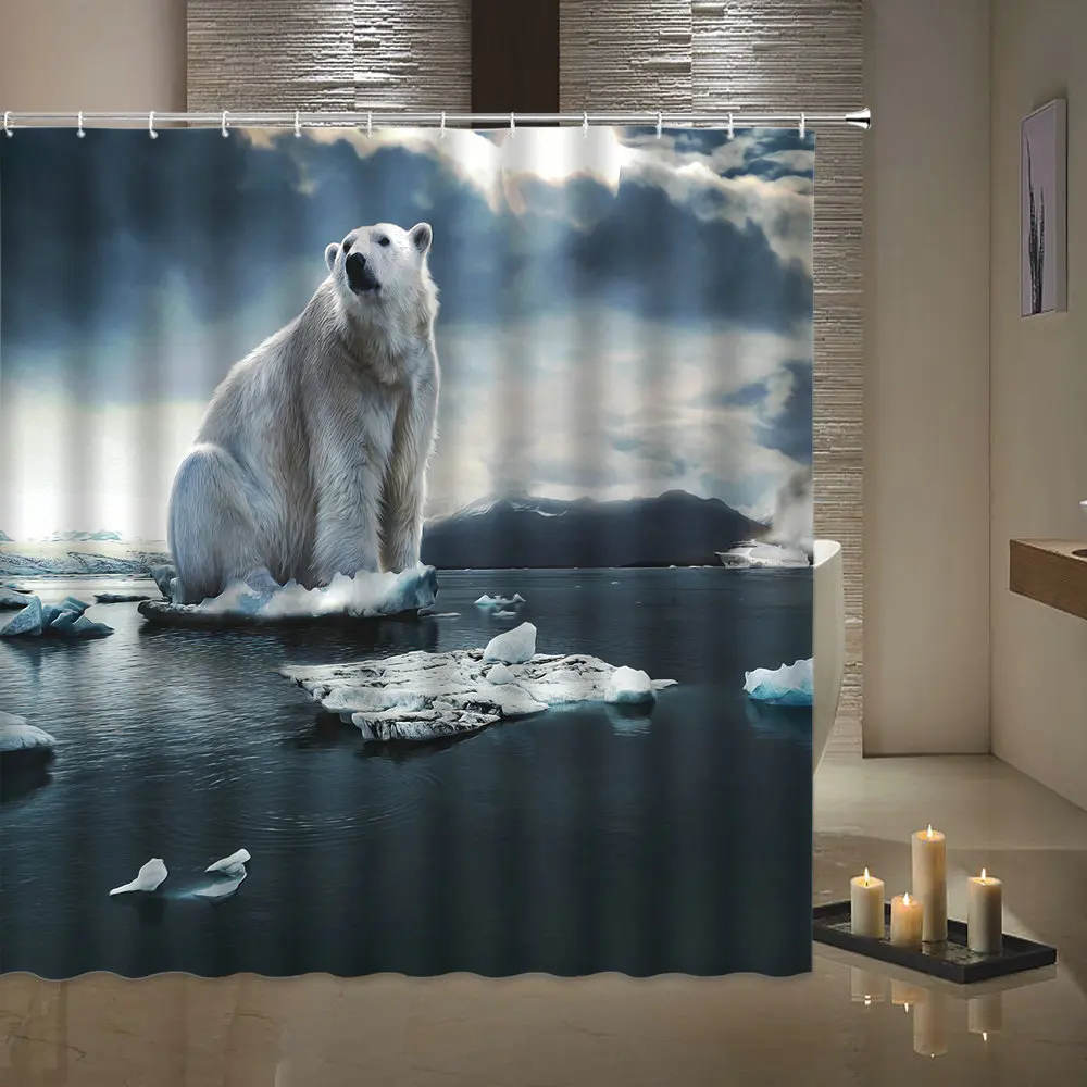 

Polar bear shower curtains animal roar home decoration bathroom shower curtain polyester waterproof fabric