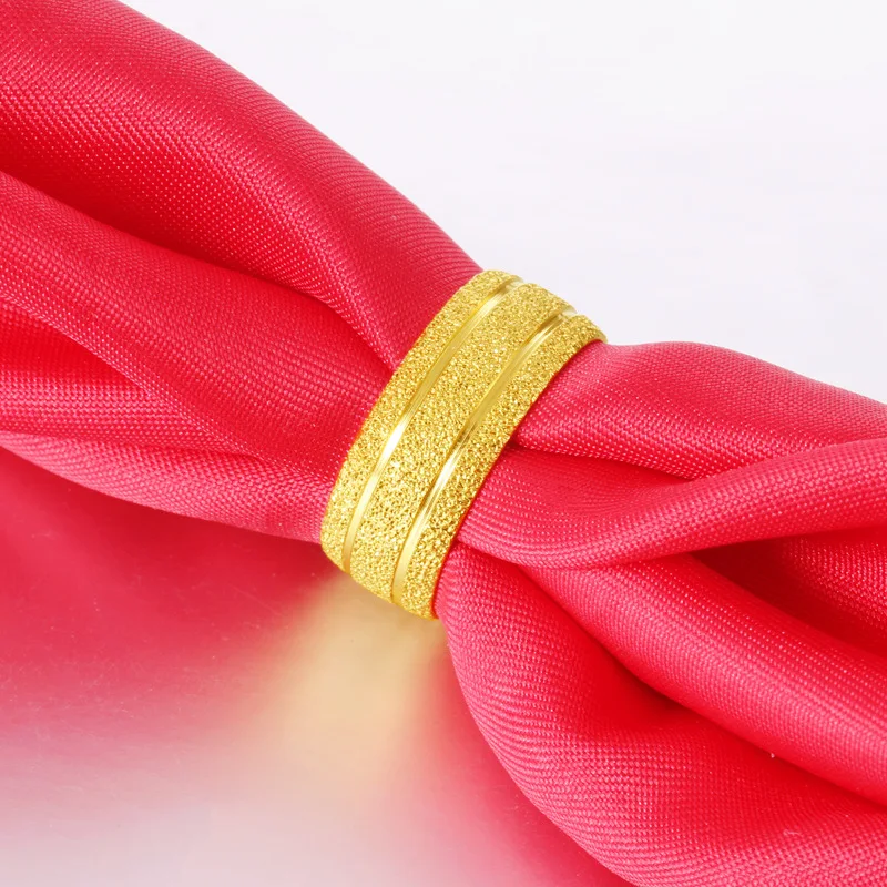 

24k Yellow Gold Rings for Women Men Matte Thick Gold Wedding Engagement Birthday Couple Match Finger Ring Fine Jewelry Gifts