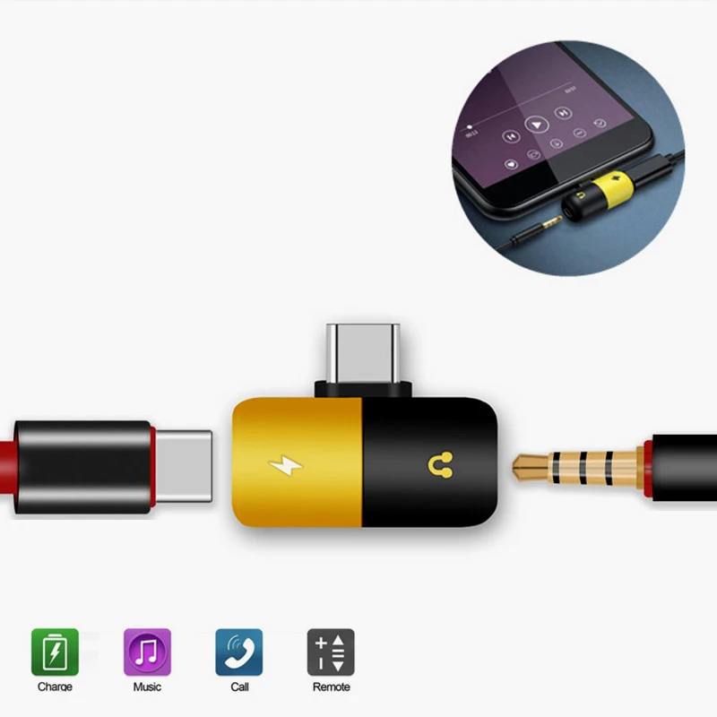 

2 In 1 USB-C To 3.5mm Jack Headphone Aux Converter Adapter Charger Audio